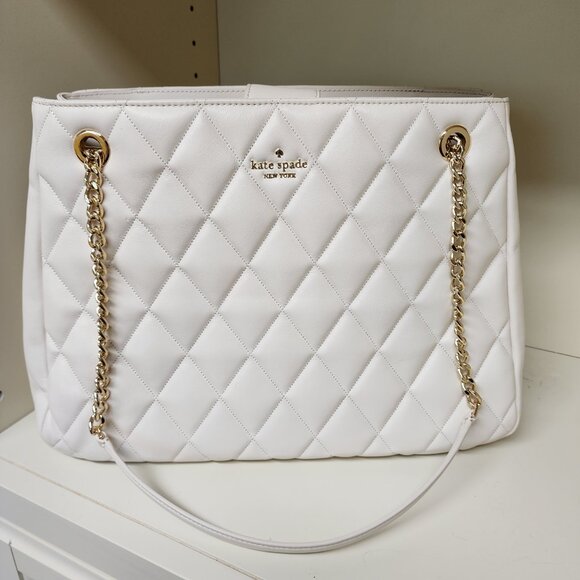 NWOT Kate Spade Quilted Carey in Meringue with matching keychain wallet - Picture 2 of 12